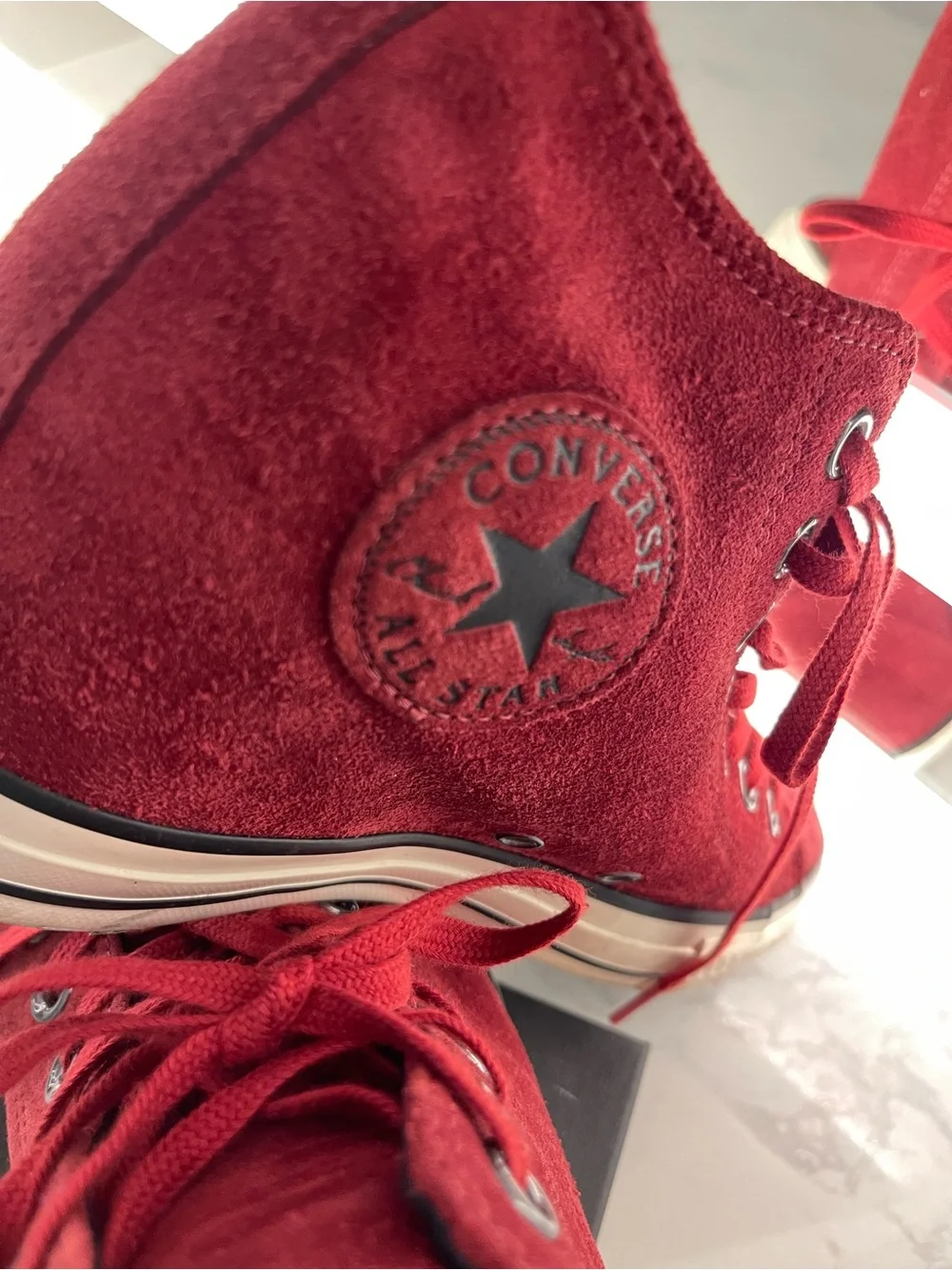 Women’s Suede High-Top Sneakers in Burgundy